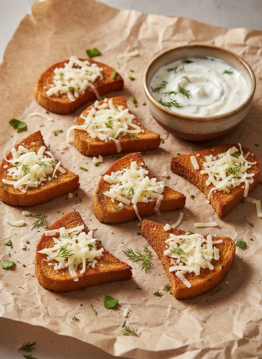 Чесночные гренки с сыром и фирменным соусом